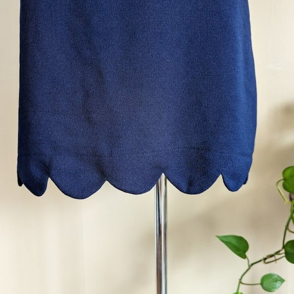 Monteau Navy Sleeveless Dress with Scalloped Hem - Size Medium - Picture 5 of 9